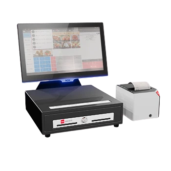 Caisse enregistreuse avec écran tactile, tiroir caisse et imprimante