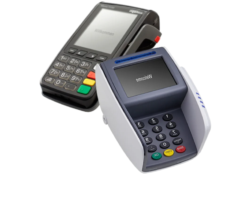 deux terminaux de paiement pour cartes de crédit