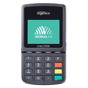 Terminal de paiement noir avec écran couleur