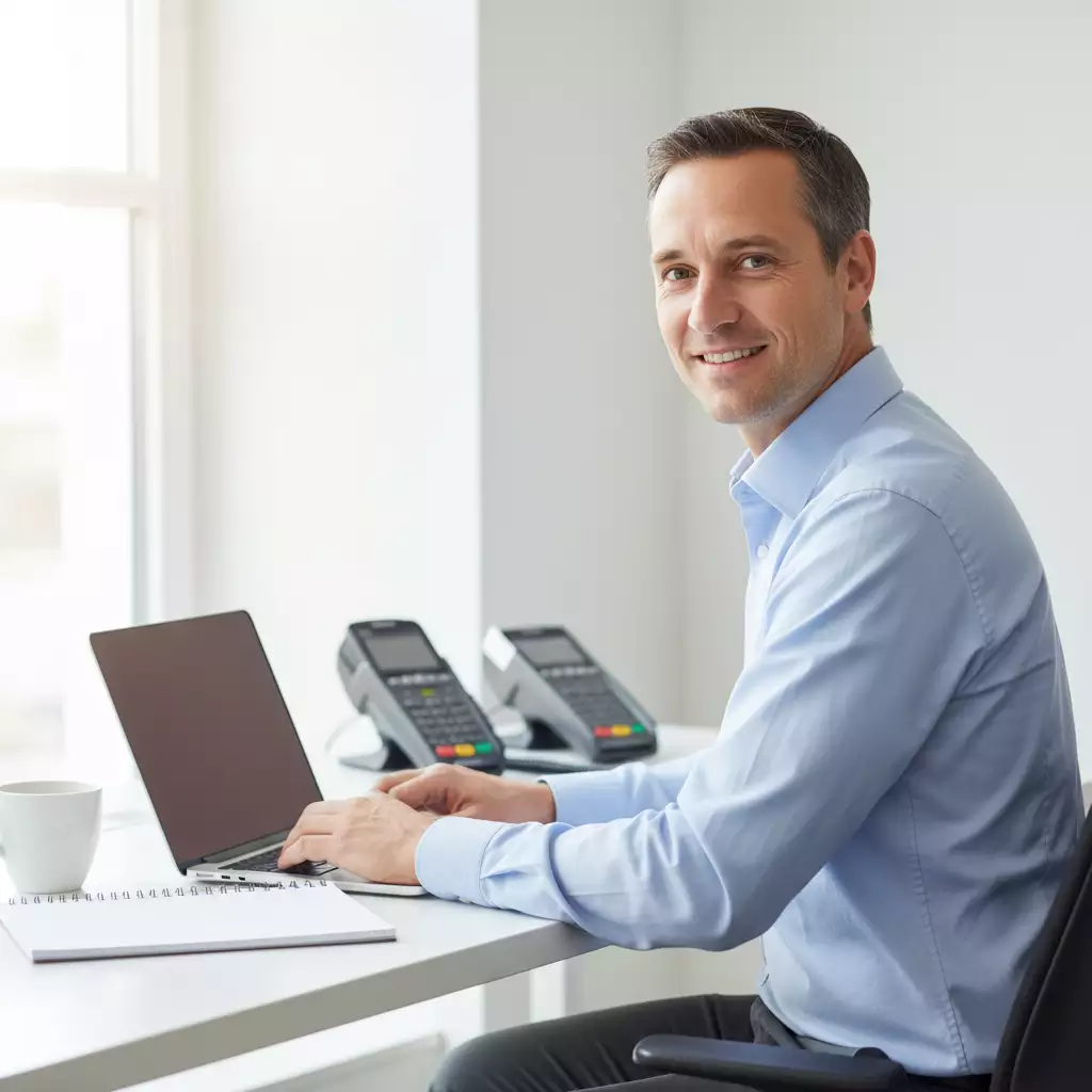 Expert MCS Cash au travail prêt à vous conseiller sur votre solution de caisse enregistreuse en Suisse